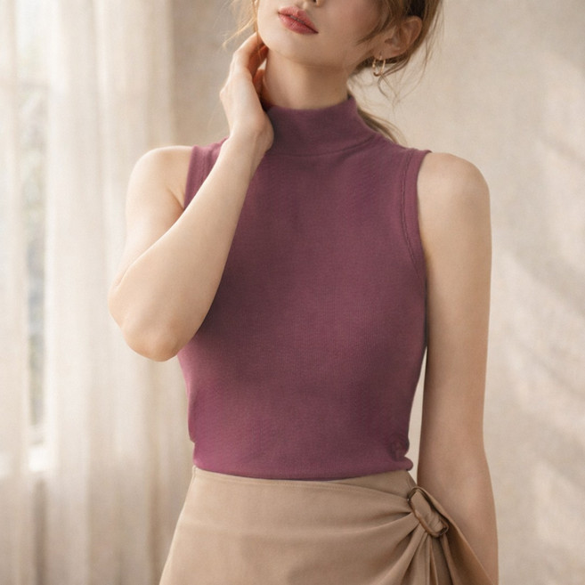 미브레 터틀넥 슬림핏 나시