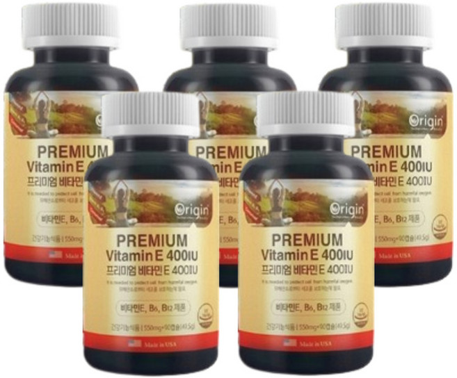 퉈쿼페뤌 토코페놀 비타민E 400iu 토코페롤 비타민E 항산화 토코페롤아세테이트, 5박스, 90회분