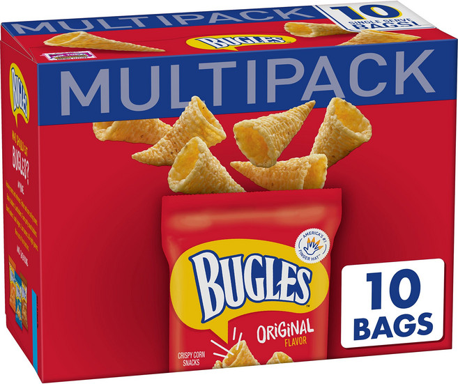 버글스 오리지널 맛 바삭한 콘 스낵 24.9g (40개 팩) Bugles Original Flavor Crispy Corn Snacks 0.88 Oz (Pack of 40), 40개