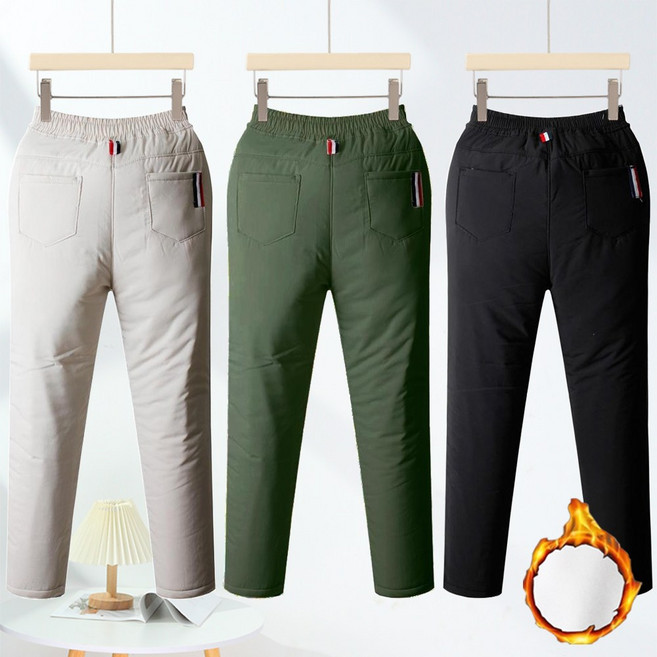 니키진 여성 겨울 안감패딩 테이프 슬림일자 중년여성 방한바지 밴딩팬츠 2102