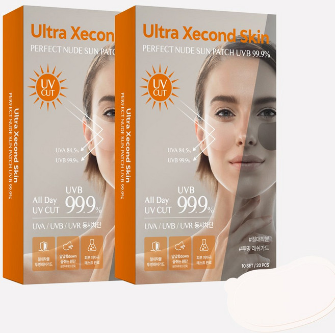 울트라세컨스킨 퍼펙트 누드 선패치 20p UPF 50+, 2개