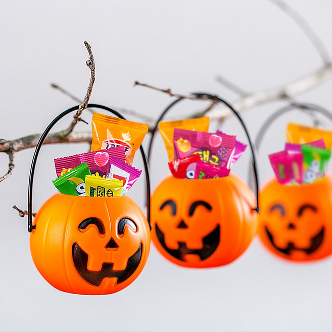 미니 호박 바구니 간식 답례품 포장 어린이집 행사 과자세트, 1개