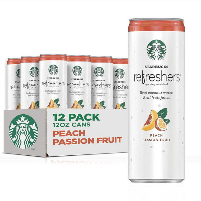 Starbucks RTD Coffee Refreshers Peach Passion Fruit 스타벅스 RTD 커피 리프레셔 피치 패션 후르츠, 355ml