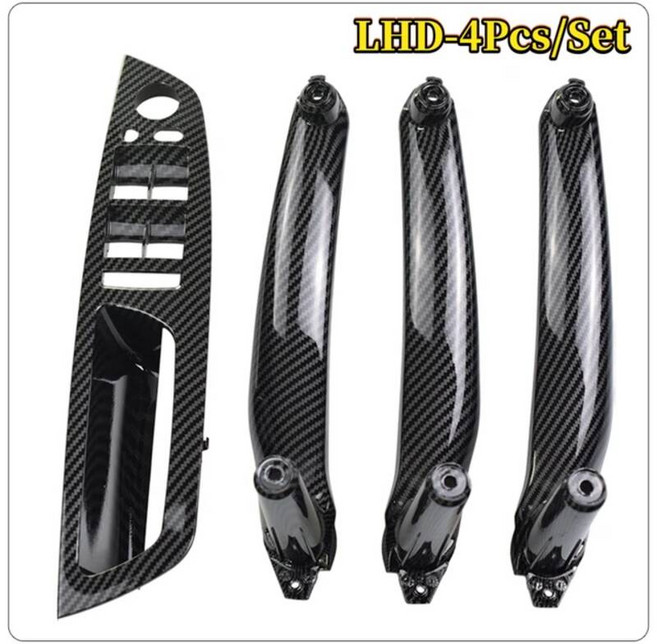 탄소 섬유 자동차 인테리어 내부 도어 당겨 핸들 팔걸이 트림 BMW E70 X5 E71 E72 X6 2007-2013 자동차 액세서리, Carbon fiber-4pcs