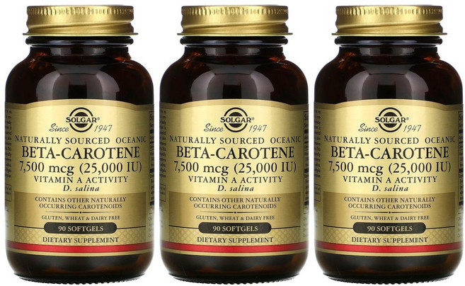 [2+1] Solgar 솔가 베타 카로틴 25000 IU 90정 Carotene 카로티노이드 크립토잔틴 제아잔틴 루테인 비타민 A 솔땡 고약사 약들약 3개