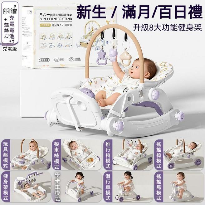 小獅子樂園 八合一寶寶鋼琴健身架 藍牙充電款, 1個, 小獅子樂園【八合一嬰兒健身架】充電款禮盒, 小獅子樂園, 充電款禮盒