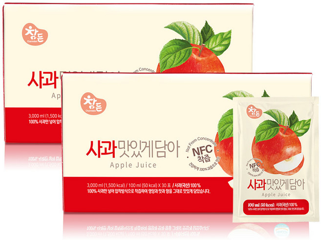 참든 100% 사과즙 사과 맛있게 담아, 60개, 100ml