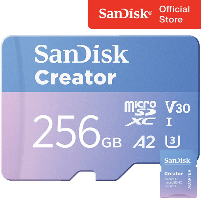 샌디스크 크리에이터 마이크로 SD카드 액션캠 블랙박스 카메라 메모리, 1개, 256GB