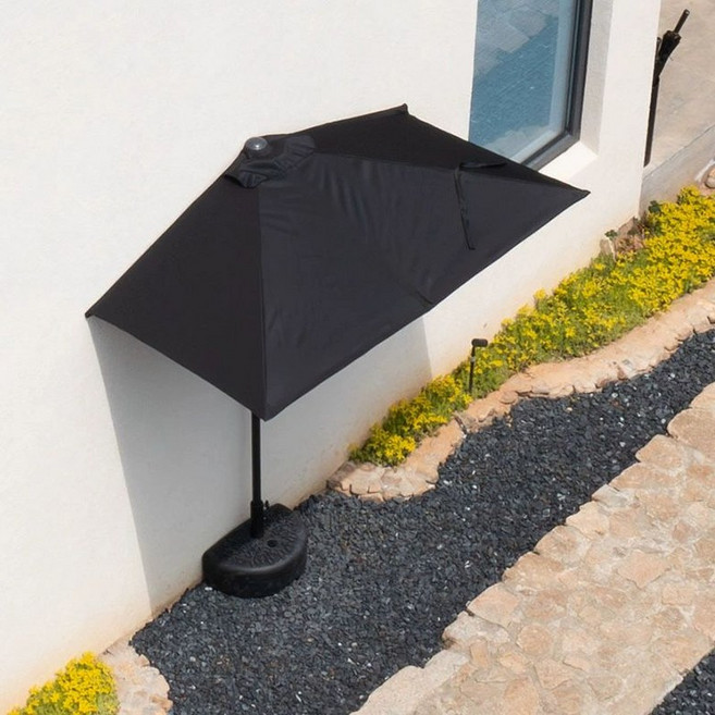 하프 파라솔 높이조절 테라스 베란다 반쪽 벽면 직사각형 그늘막, 블랙