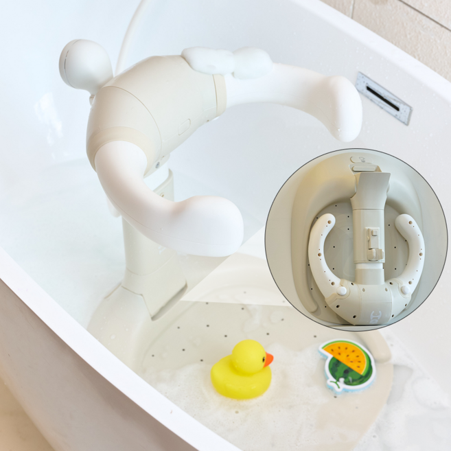 허그아이 접이식 아기 살끼임방지 샤워 폴더 핸들, 1개, 베이지