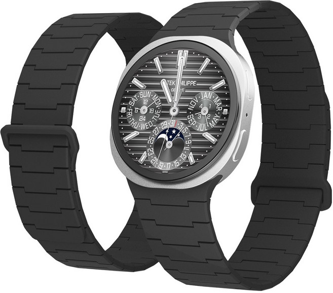 캘릭스 갤럭시워치 호환 실리콘 버클링 마그네틱 스트랩 밴드 시계줄, 차콜블랙, 1개