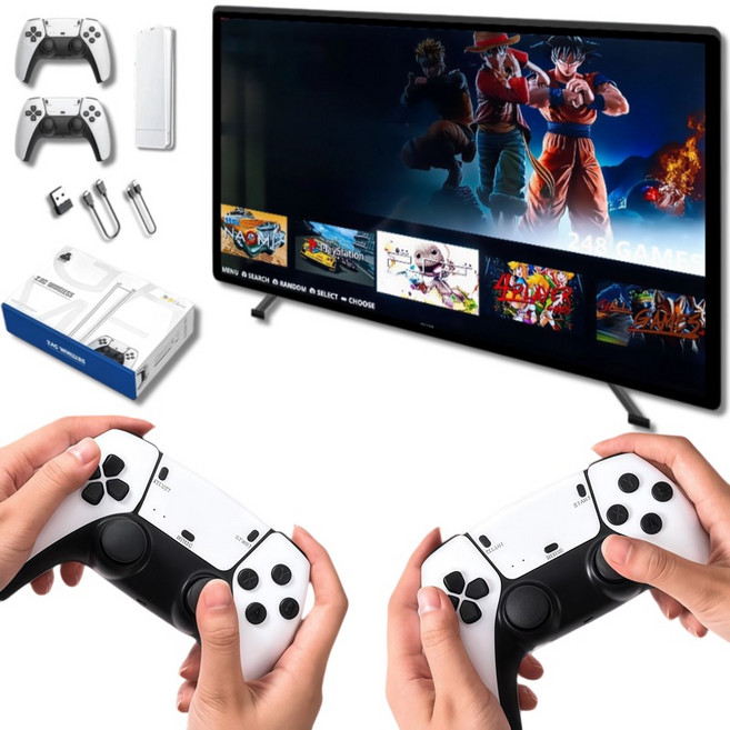 4K 레트로 게임기 20000종 격투게임 오락실게임 고전게임 HDMI TV연결 무선 가정용 게임기 2인용 64G 한국어 지원, M15-64G