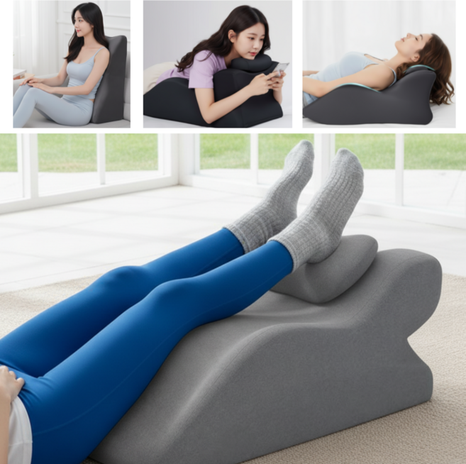 메모리폼 다리베개 다용도 다리쿠션 엎드려베개 미끄럼방지 커버분리가능, 1개, 라이트그레이