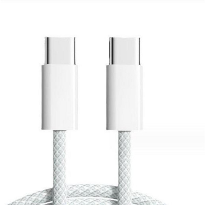 iPhone 雙Type-C接口 編織PD快充線 低溫快充, 白色, 1個, 100cm