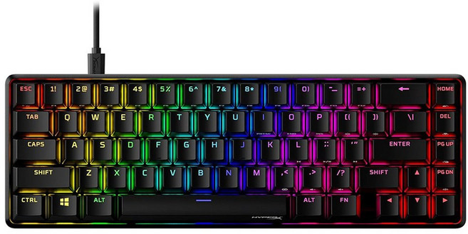 HYPERX Alloy Origins 65 機械式電競有線鍵盤, 製造商軸, 火軸, 黑色