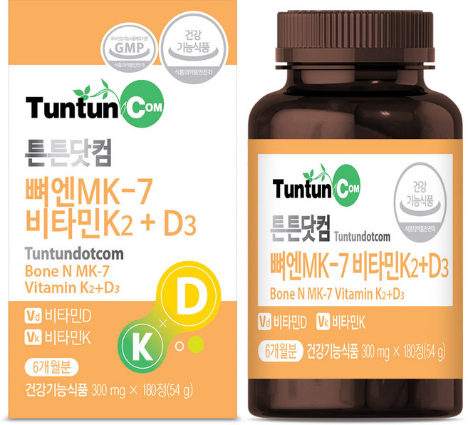 튼튼닷컴 뼈엔MK-7 비타민K2+D3 [6개월분], 1개, 180정