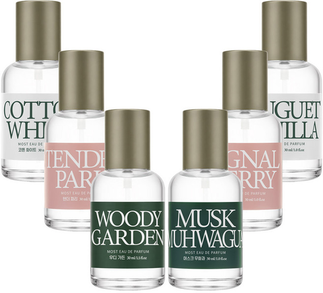 데일리콤마 모스트 오드 퍼퓸 30ml 여성향수 6종세트, 6개, 1세트