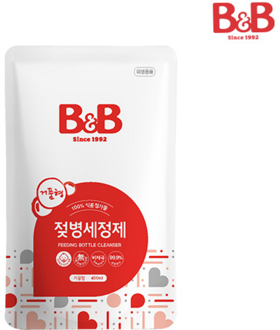 비앤비 젖병세정제 거품형 리필, 400ml, 2개