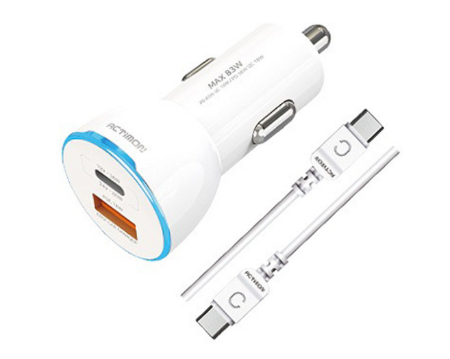 엑티몬 차량용 고속 충전기 C타입 + USB PD65W+18W, 1개, A9. 차량용 초고속 PD65W+퀵18W (C+USB포