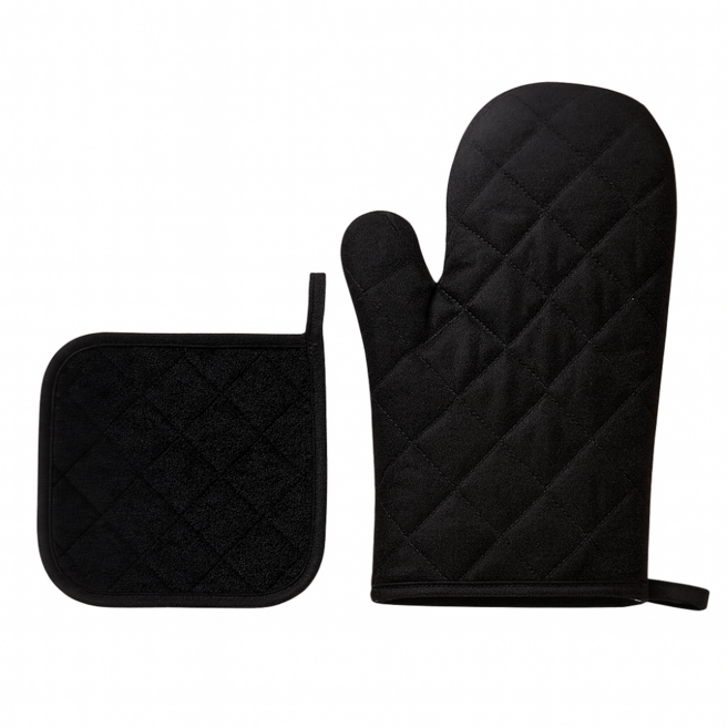 모노오프 두꺼운 내열 오븐장갑 패드세트, 1세트, 블랙