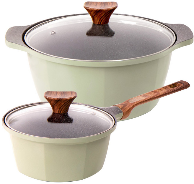 캡스톤 글램레트로 냄비, 2종 18편수+24양수 가스용, 올리브, 1세트