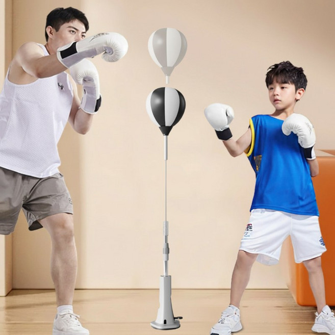 벨라트릭스 복싱 펀치볼 가정용 샌드백 실내운동 스트레스 해소 높이조절 성인 아동 겸용, 블랙 & 화이트
