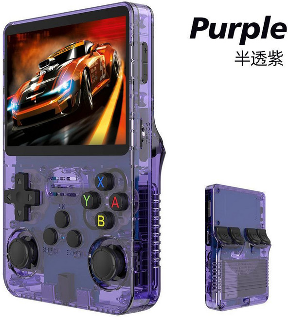 R36S 掌上遊戲機 開源WiFi對打, 透紫128G Arkos版