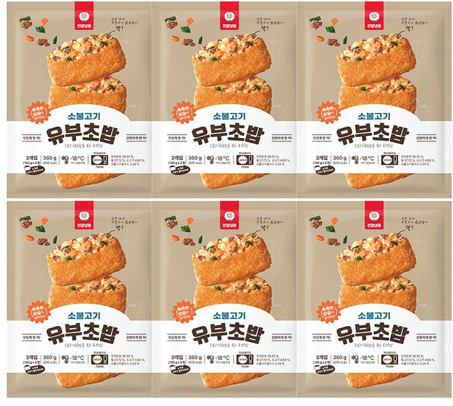 [소비기한 임박 2026-05-13까지] 천일식품 소불고기 유부초밥, 360g, 6개