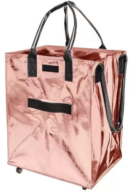 퍼플지니 바퀴달린 여행 접이식 장바구니캐리어 쇼핑카트, 1개, 핑크