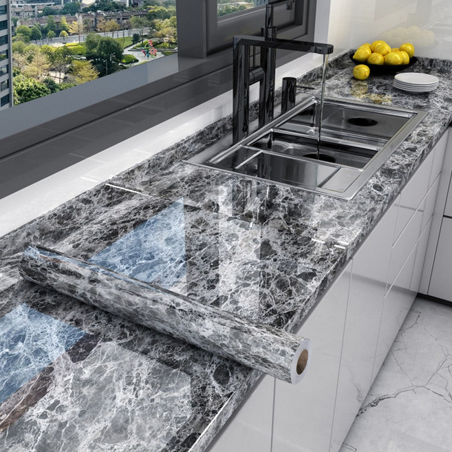 배로나 오염방지 불에강한 벽지보호용 싱크대시트 주방시트지, 1개, 블가리 블랙