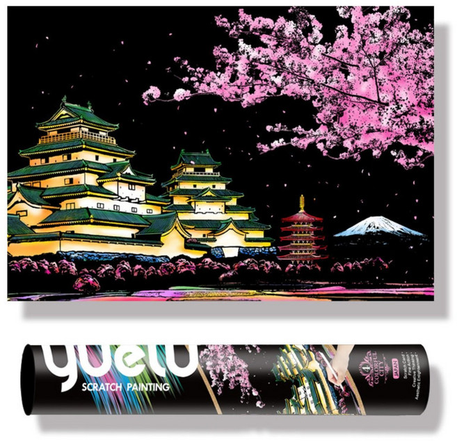 나이트뷰 스크래치 페이퍼 특대형 75*52cm DIY 집순이취미 취미생활, 08.일본 벚꽃, 1개