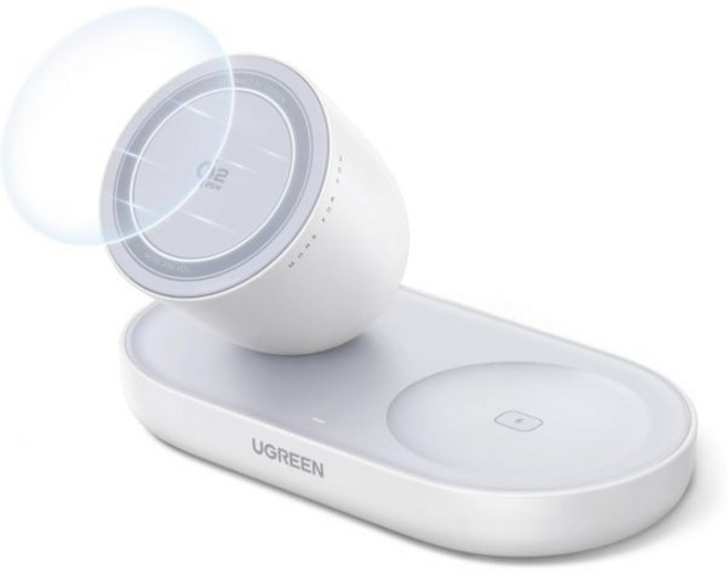 UGREEN 25W 마그네틱 무선 충전기 스탠드 Qi2.2 인증 MagSafe 2 in 1 충전소 iPhone 호환17 16 15 및 AirPods Pro 픽셀 오피스 데스크, White