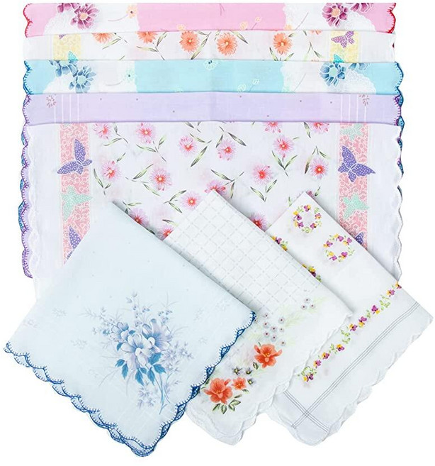 CoCoUSM 여성용 빈티지 꽃무늬 프린트 면 손수건 벌크 멀티컬러. 146160 4416452104, 20 PCS, 멀티 뉴