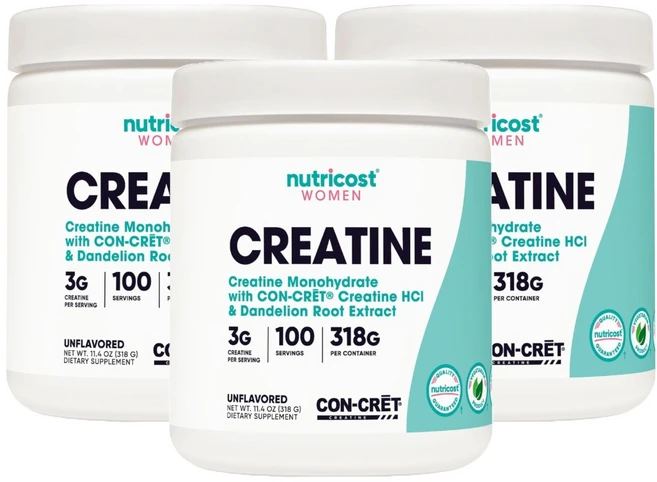 뉴트리코스트 여성 크레아틴 모노하이드레이트 분말 파우더 무맛 318g x 3개, 1개, 1g - 쿠팡