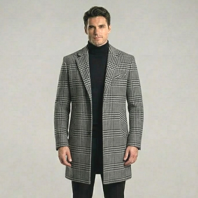 본퀄리티 하운드 투스 체크 코트