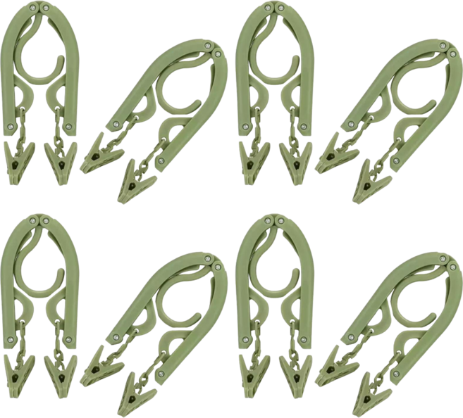 에이필미 여행용 접이식 미니 집게 옷걸이 4종, 그린, 8개