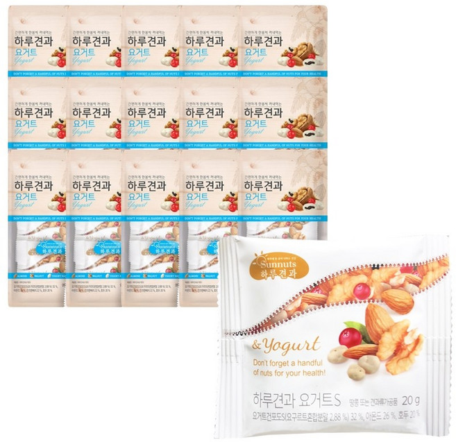 늘바름 하루견과 컬러푸드20g 5종 150봉(한박스)외 슈퍼푸드 150봉(한박스)모음, 1세트, 7. 하루견과 요거트20g x 150봉