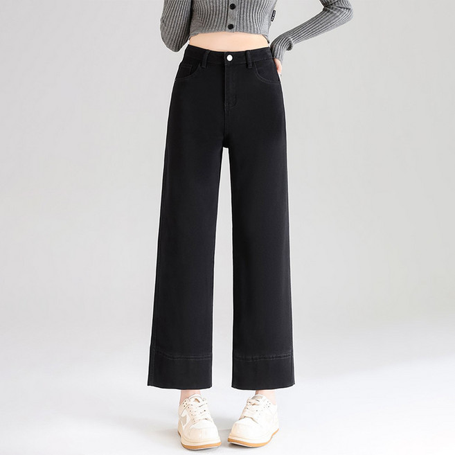 9부 일자진 세미 와이드 청바지 키작녀 토보샵