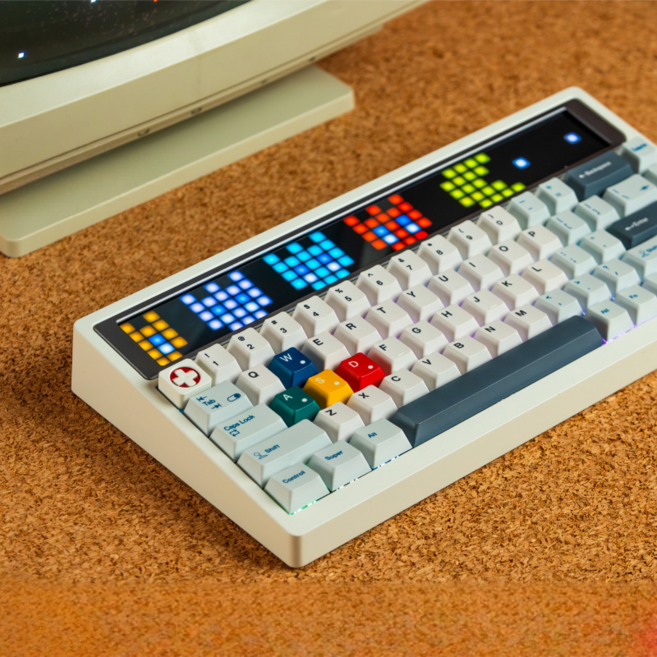 AngryMiao 앵그리 미아오 AM HATSU 인체공학 레트로 맞춤형 무선 기계식 키보드, 구름화이트