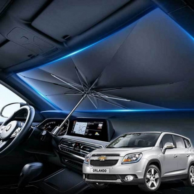 올란도 차량 전용 우산형 햇빛가리개로 앞유리 햇빛 차단과 자외선 차단 기능을 갖춘 실용 제품입니다., 1개