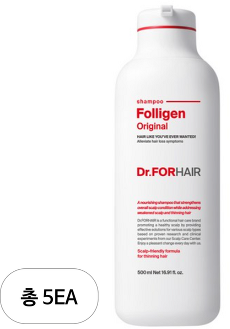닥터포헤어 탈모증상완화 두피강화 폴리젠 오리지널 기능성샴푸, 500ml, 5개