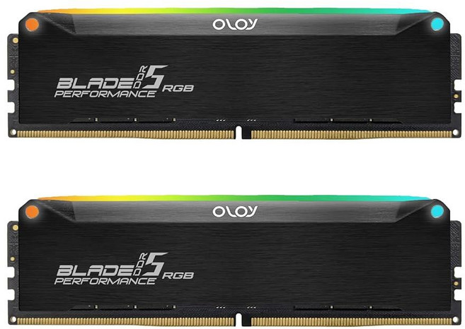 올로이 DDR5 RAM 32GB (2x16GB) 블랙 헤어라인 블레이드 6400 CL32 1.35V 게이밍 UDIMM 인텔용 (MD5U1664320IRLDE)