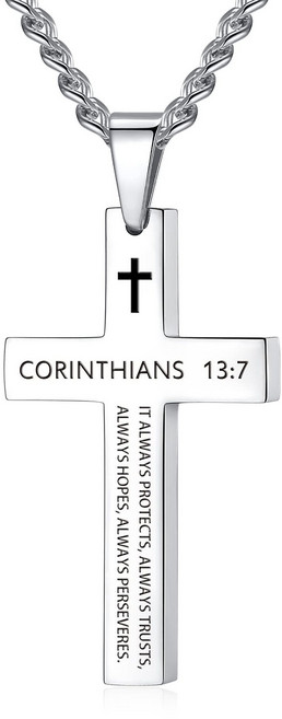 서플라이랩 써지컬스틸 성경 십자가 목걸이 펜던트