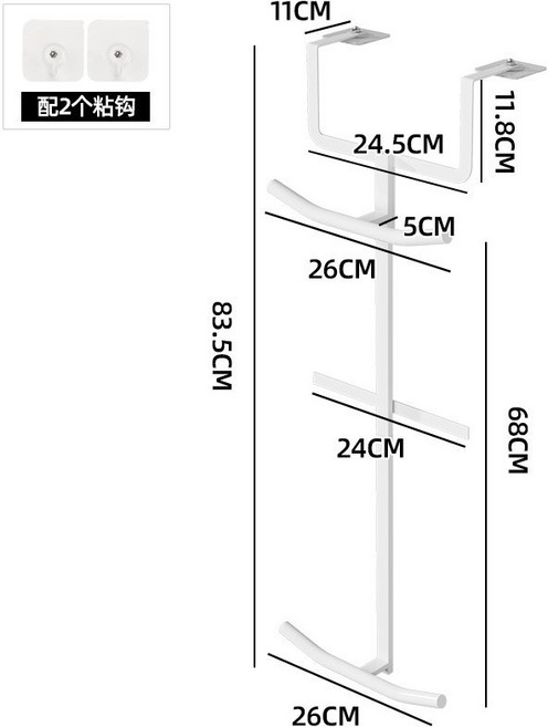 台灣公司貨 門後書包置物架 掛架鉤 學生背包窄收納架 收納神器 入戶臥室空間利用櫃門架子, 衣櫃款雙層, 1個