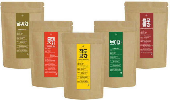 한국유기농 작두콩차 당귀차 보이차 차가버섯차 율무팥차 클렌즈차 등 24종 1+1팩, 한국유기농 우엉차 2팩, 10개입, 10g