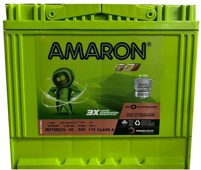 AMARON 車用電瓶 汽車電池 銀合金免加水系列, 1個, 愛馬龍-75D23L, 1個裝