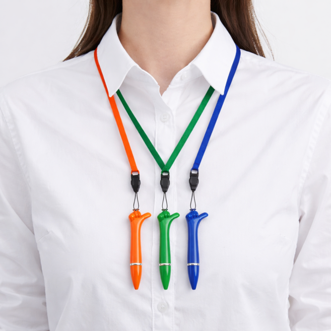 목걸이 볼펜 스트랩 펜 휴대용 분실방지 사무용 간호사 펜, 3개, 멀티