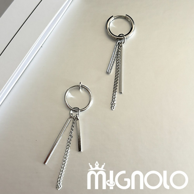 MIGNOLO 垂墜流蘇耳環 鈦鋼耳環 嘻哈飾品 316L醫療鋼 男生耳環