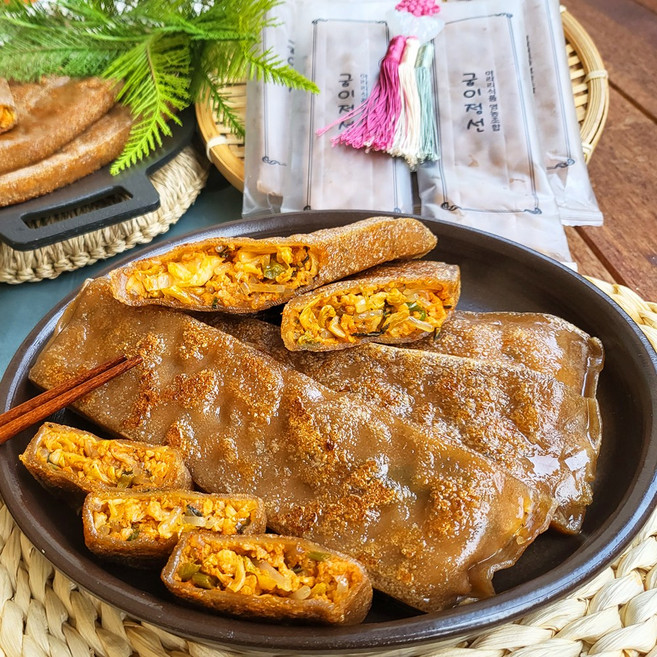 강원도 굽이정선 메밀갓전병 국산 재료로 속을 꽉 채웠습니다. 개별포장 10개입 1.2kg 바삭하고 개운해요, 10개, 120g