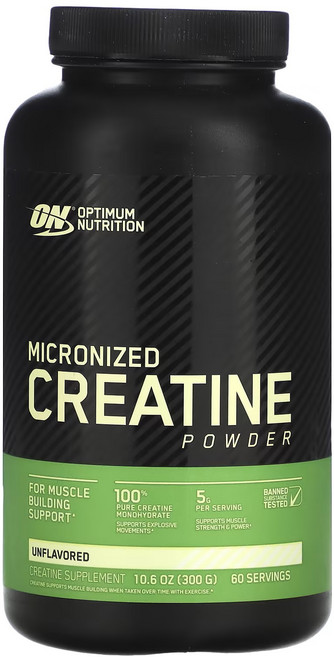 옵티멈뉴트리션 마이크로나이즈드 크레아틴 파우더 언플레이버드, 300g, 1개